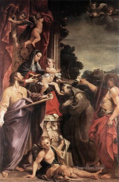 Annibale Carracci Painting - Madonna Enthroned with St Matthew Baroque Annibale Carracci